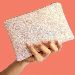 NWT  2pc Gold Glitter and Gold Lame Makeup Pouches
